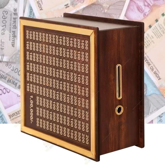 Wooden Piggy Bank 100000 Rs
